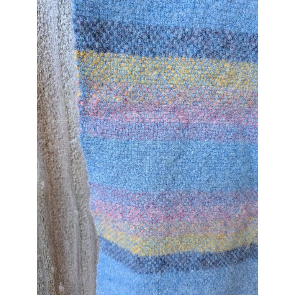 Handwoven Wool Blanket Pastel 27 x 47 Cottage Craft Canada Cottagecore 60s 70s